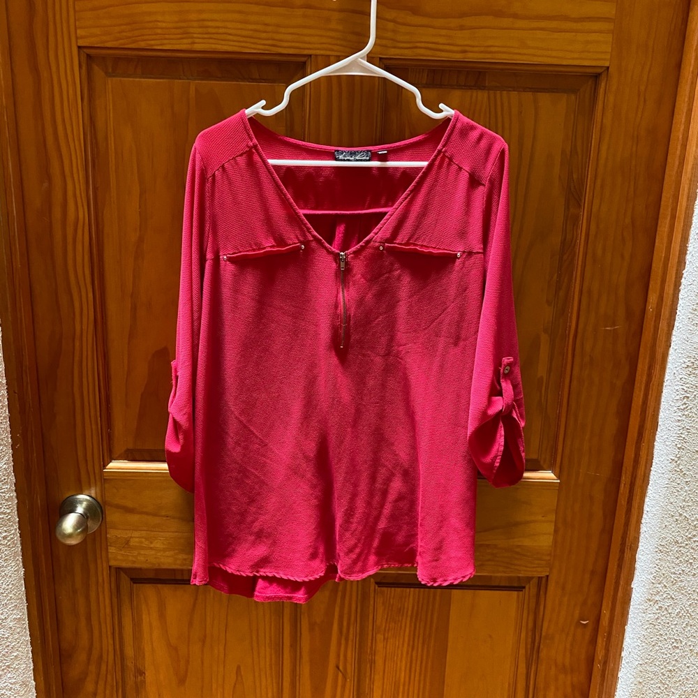 Pink Blouse with Gold Accents